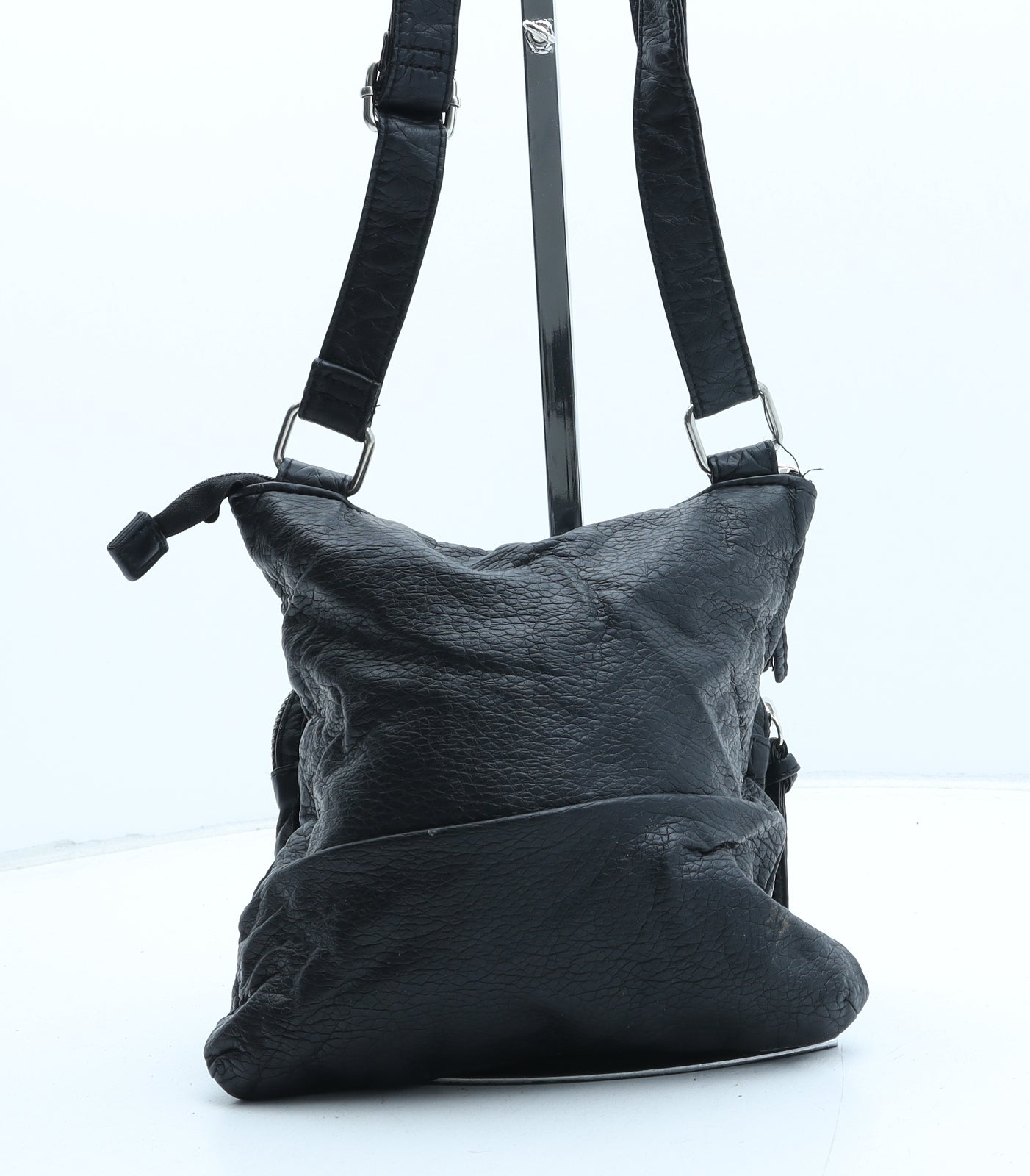 Atmosphere Womens Black Polyurethane Crossbody Size Small