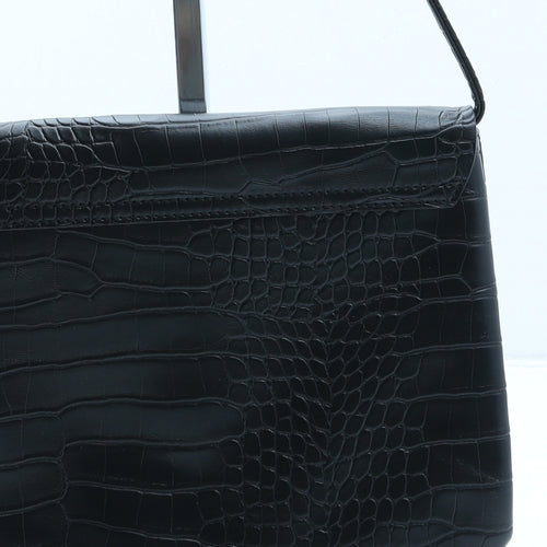 George Womens Black Polyurethane Crossbody Size Small - Croc Texture