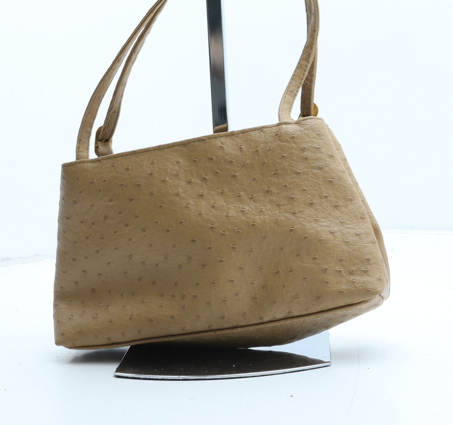 Debenhams Womens Brown Polyurethane Top Handle Bag Size Small - Ostrich pattern