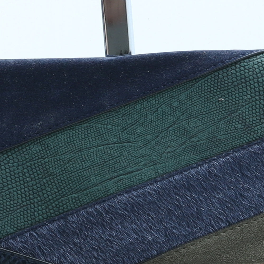 Atmosphere Womens Blue Colorblock Polyurethane Clutch Size Medium