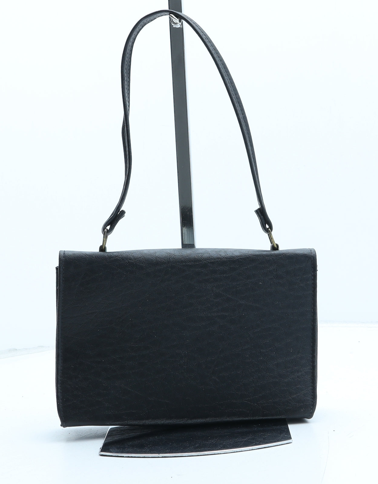 Welsmere Womens Black Polyurethane Top Handle Bag Size Small