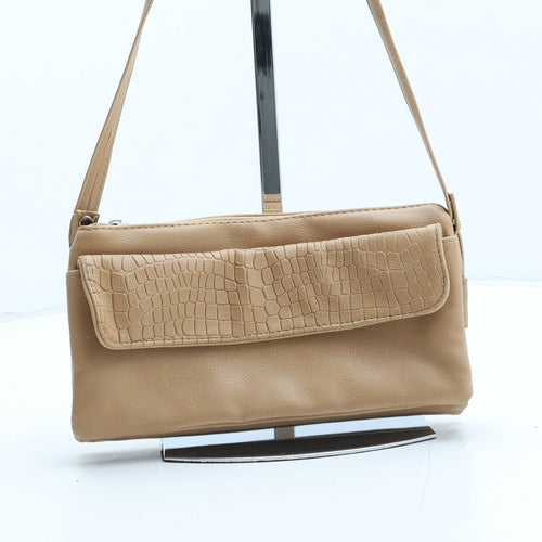 Preworn Womens Beige Polyurethane Crossbody Size Small