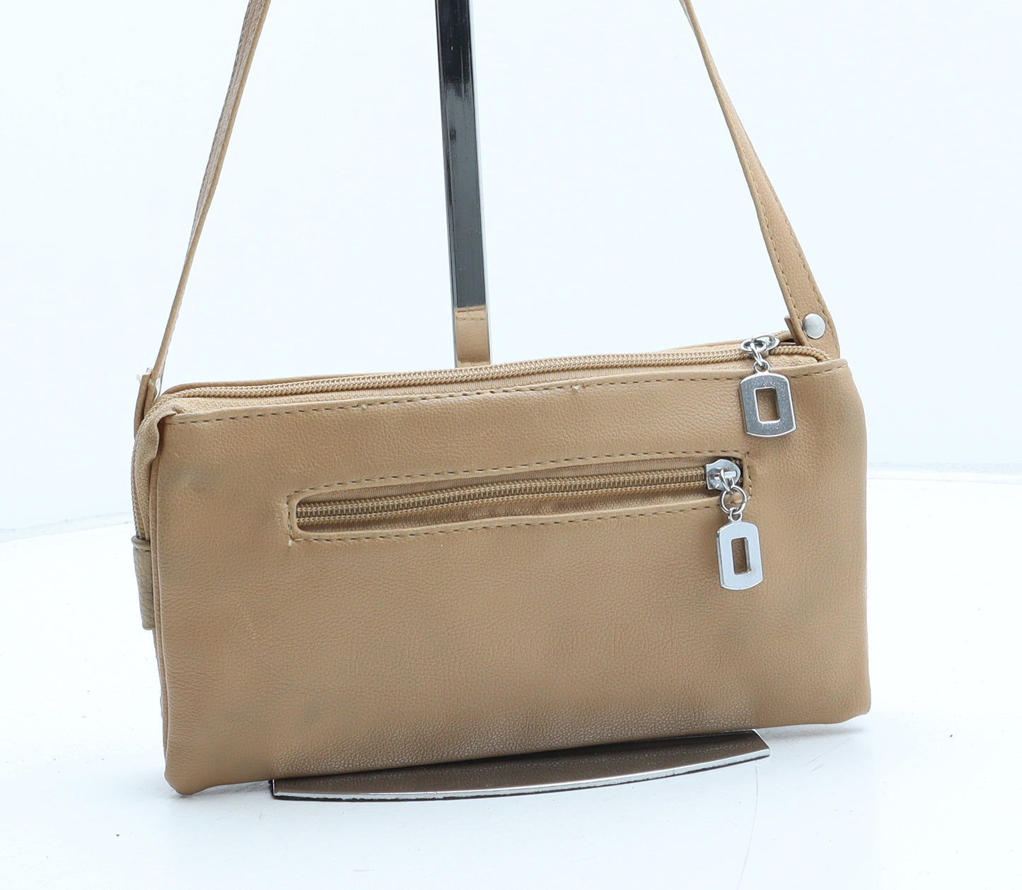 Preworn Womens Beige Polyurethane Crossbody Size Small