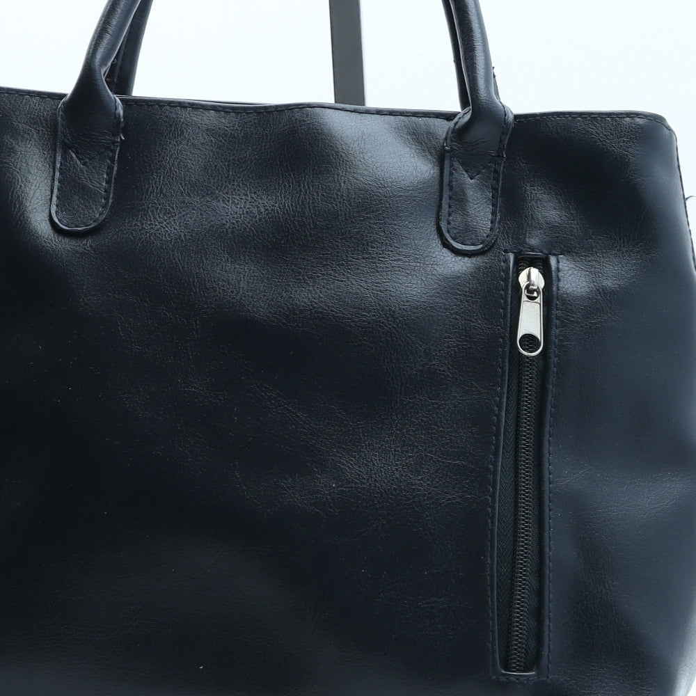 Preworn Womens Blue Polyurethane Top Handle Bag Size Medium