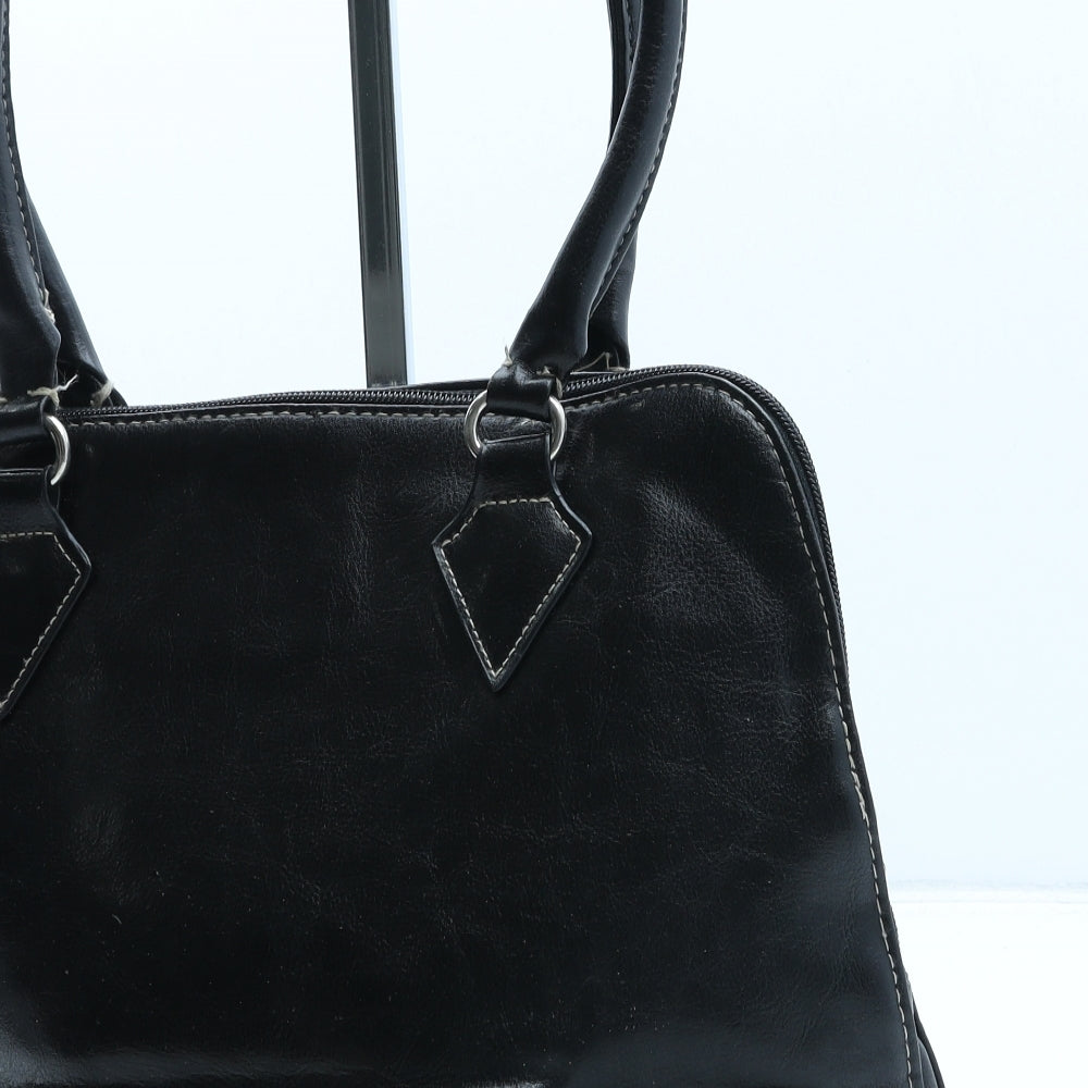 Preworn Womens Black Polyurethane Top Handle Bag Size Medium