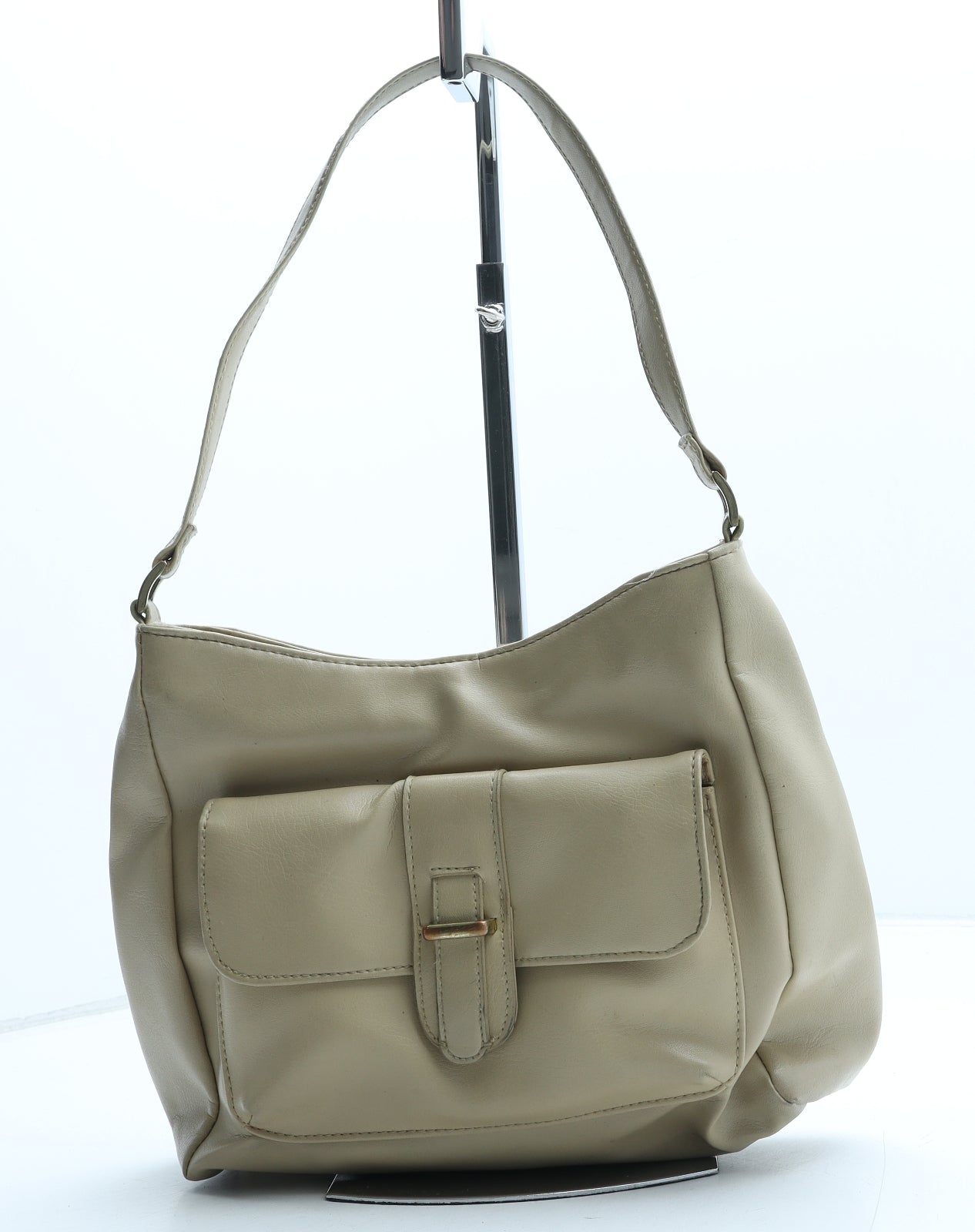 BHS Womens Beige Polyurethane Top Handle Bag Size Medium