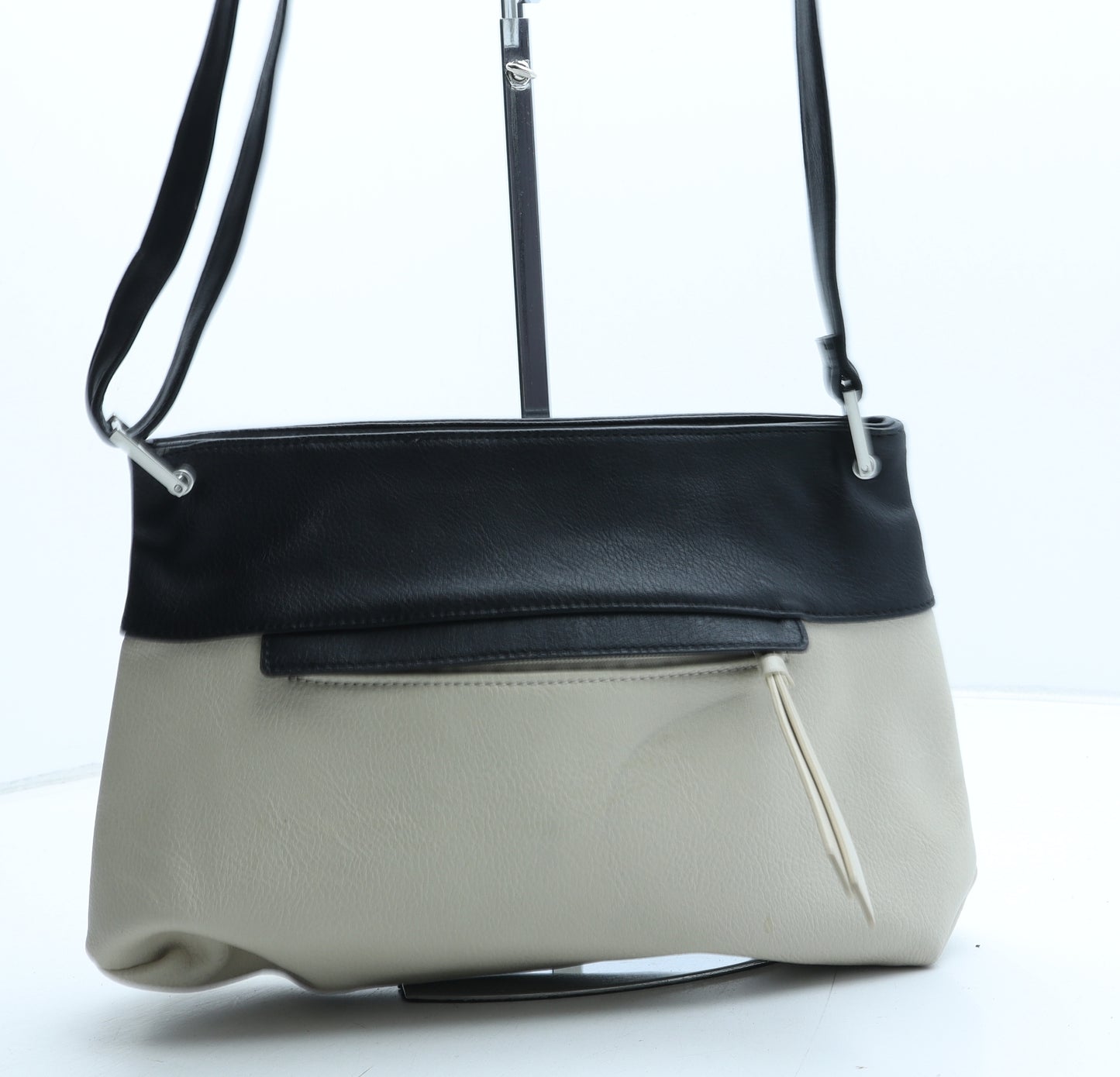 Marks and Spencer Womens Beige Colorblock Polyurethane Crossbody Size Medium