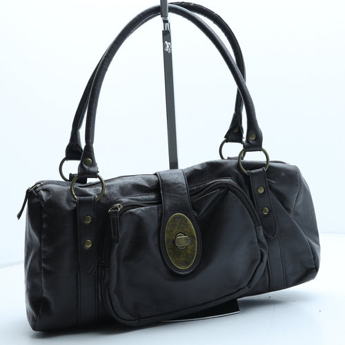 Preworn Womens Brown Polyurethane Top Handle Bag Size Medium