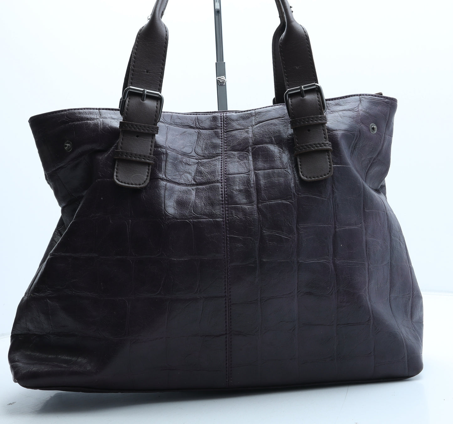 Preworn Womens Purple Polyurethane Tote Size Large - Croc Texture