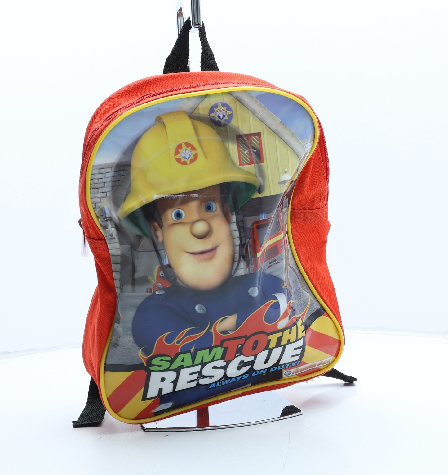 Fireman Sam Boys Red Geometric Polyester Backpack Size Medium Zip