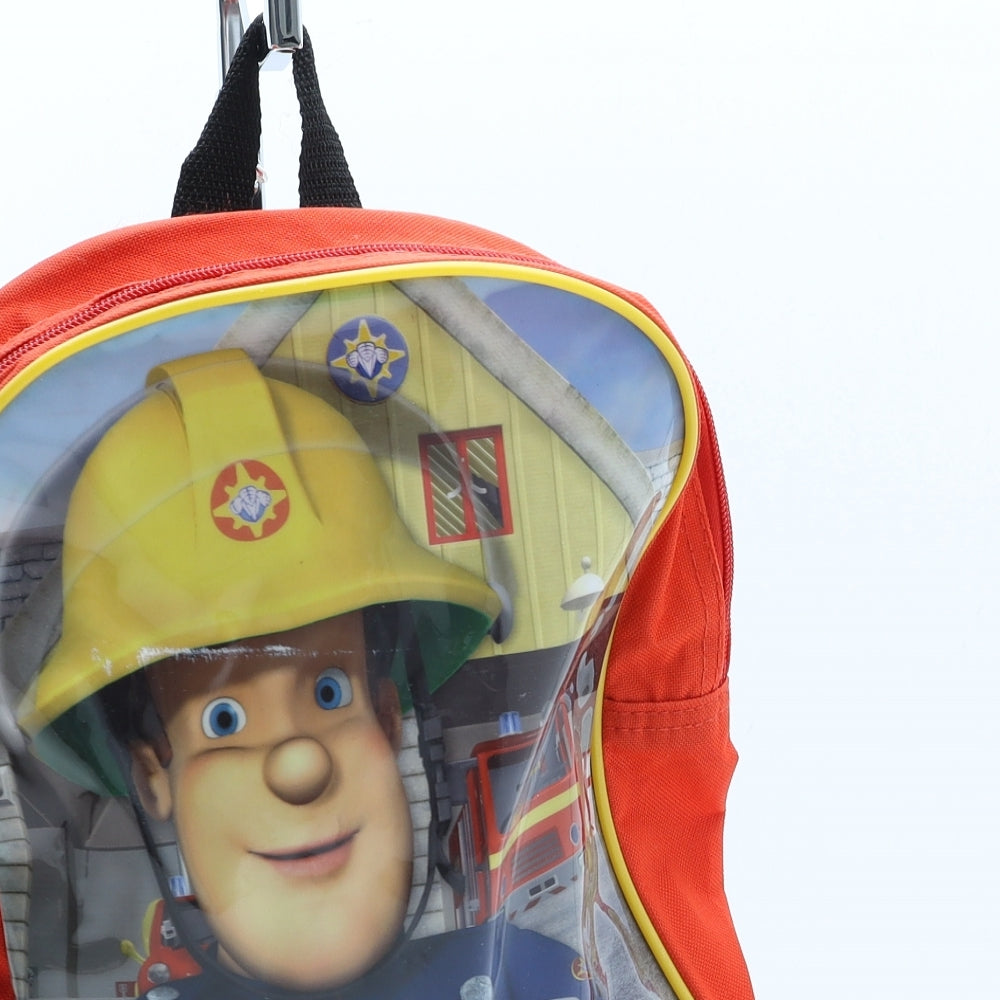 Fireman Sam Boys Red Geometric Polyester Backpack Size Medium Zip