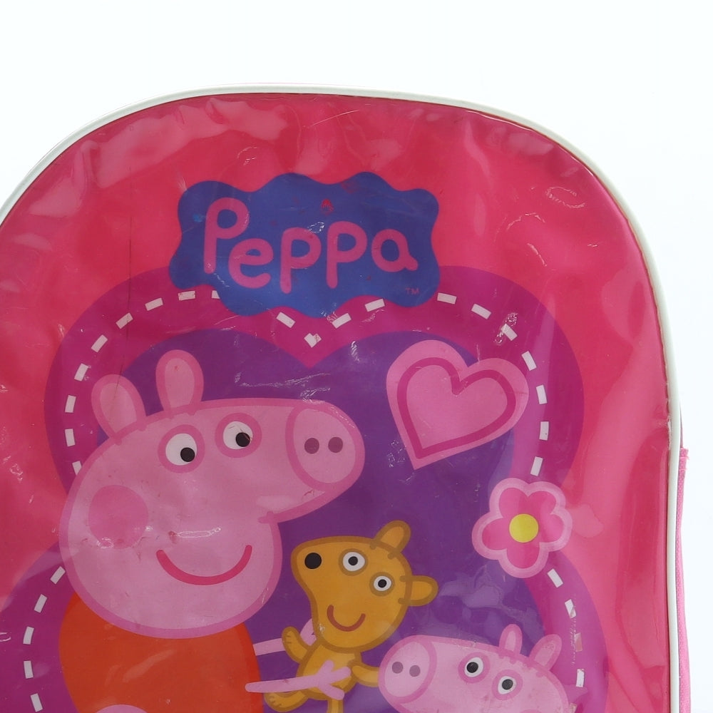 Peppa Pig Girls Pink Polyester Backpack Size Medium Zip