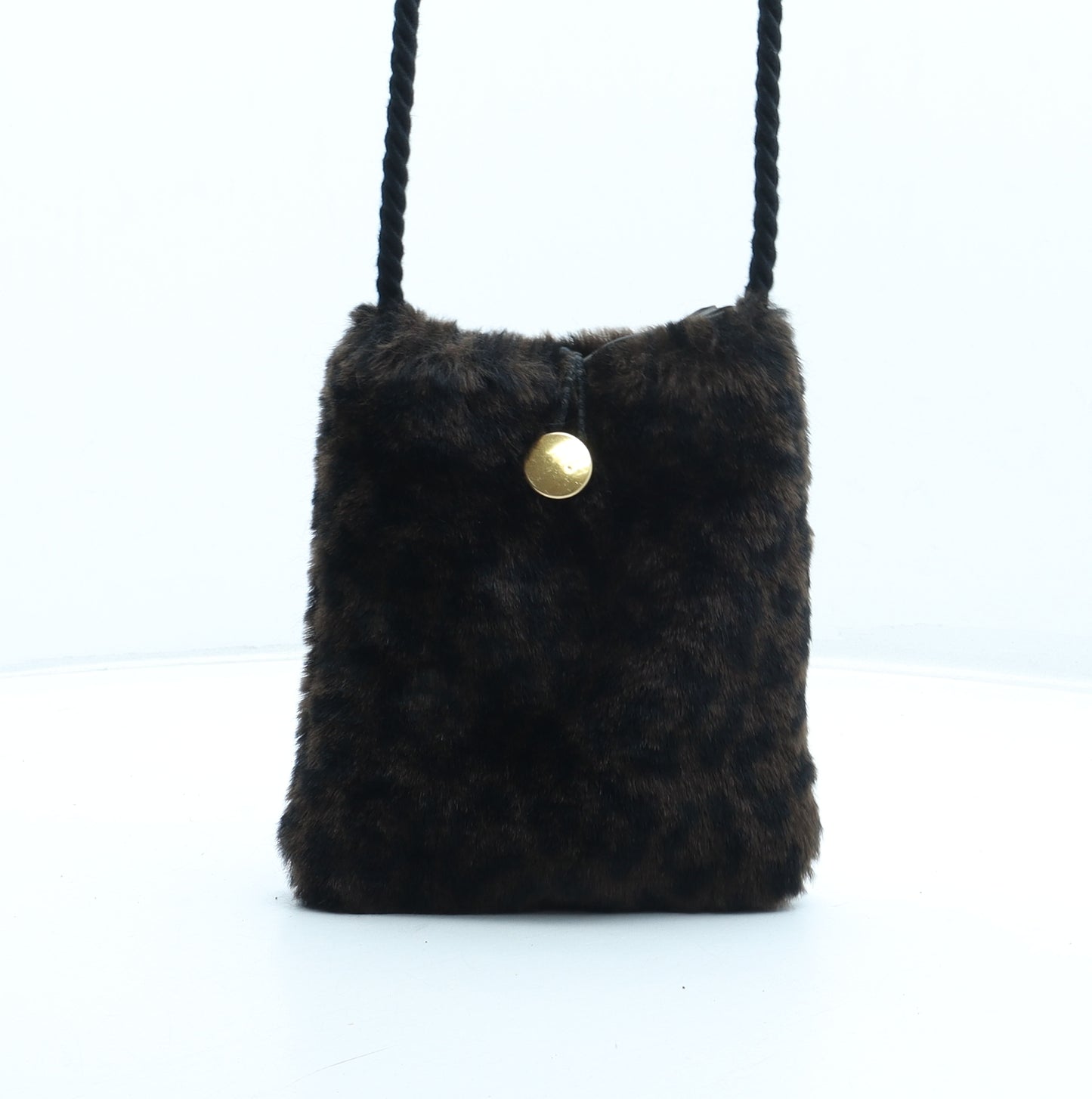 Preworn Womens Black Animal Print Polyester Shoulder Bag Size Small - Leopard Print
