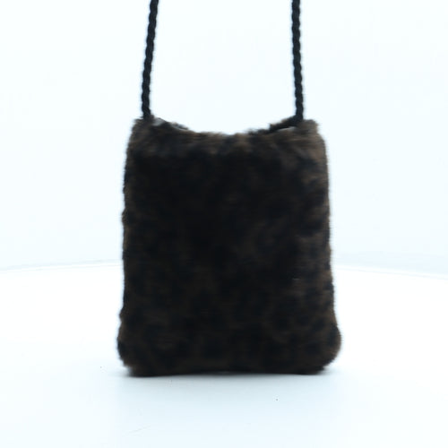 Preworn Womens Black Animal Print Polyester Shoulder Bag Size Small - Leopard Print