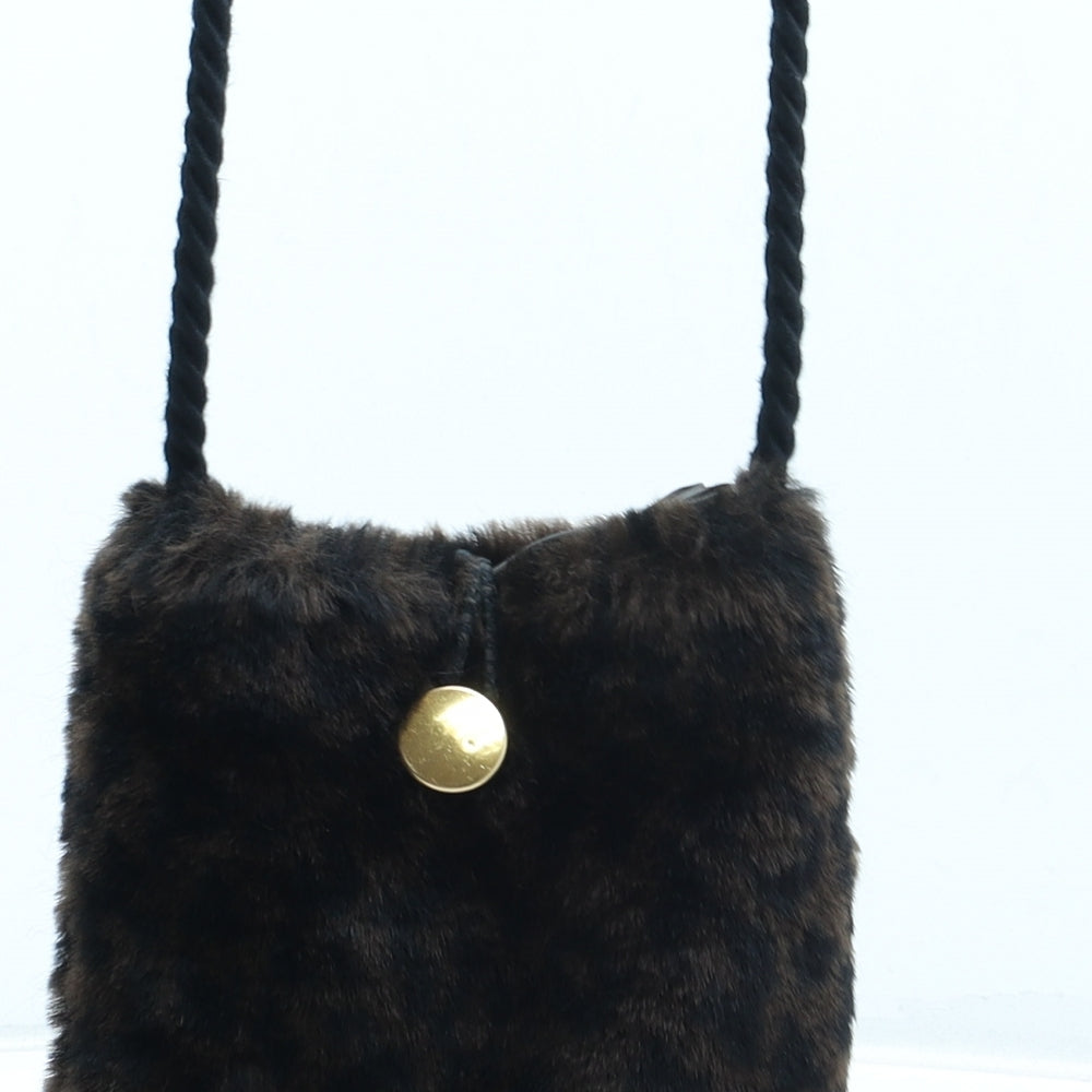 Preworn Womens Black Animal Print Polyester Shoulder Bag Size Small - Leopard Print