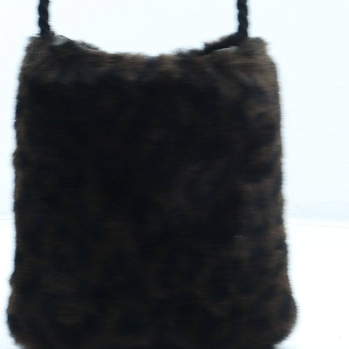 Preworn Womens Black Animal Print Polyester Shoulder Bag Size Small - Leopard Print