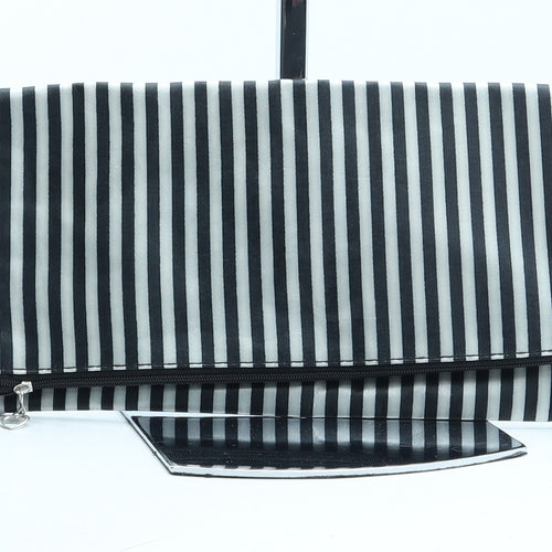 Preworn Womens Black Striped Polyester Clutch Size Small