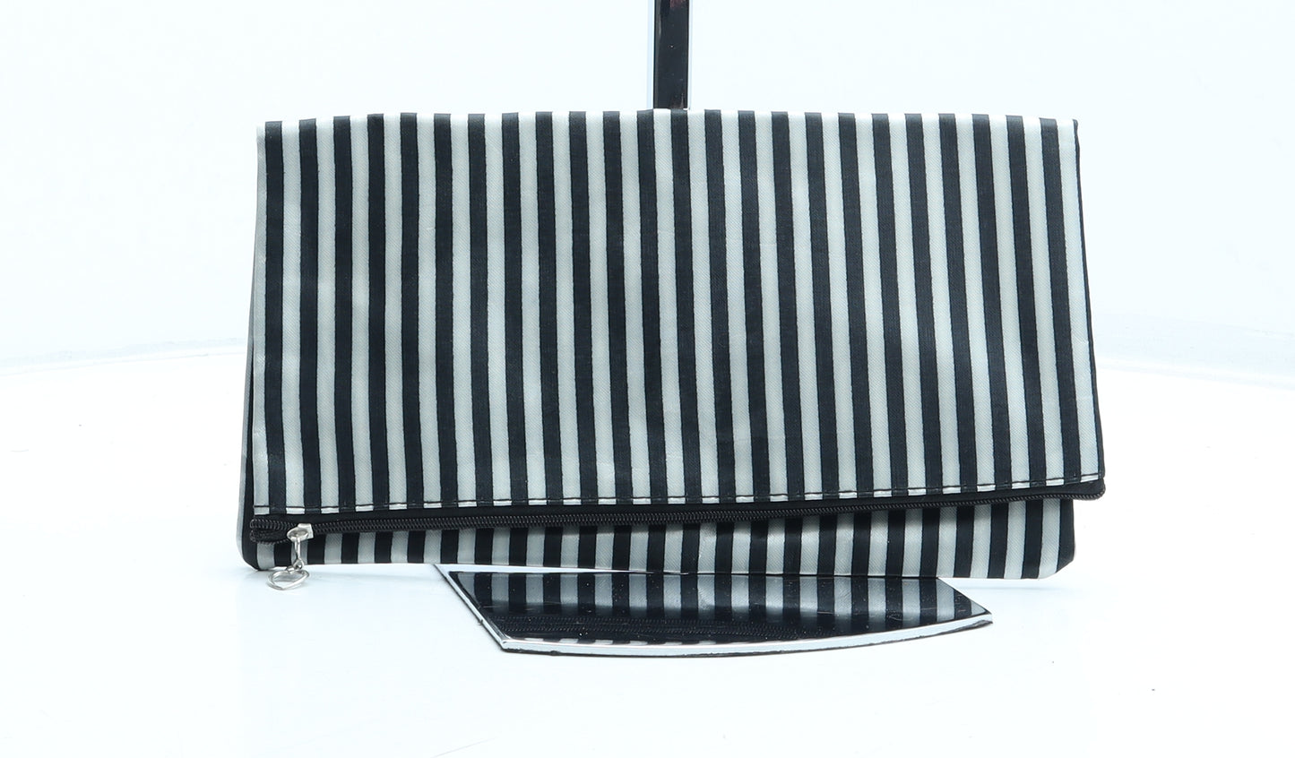 Preworn Womens Black Striped Polyester Clutch Size Small