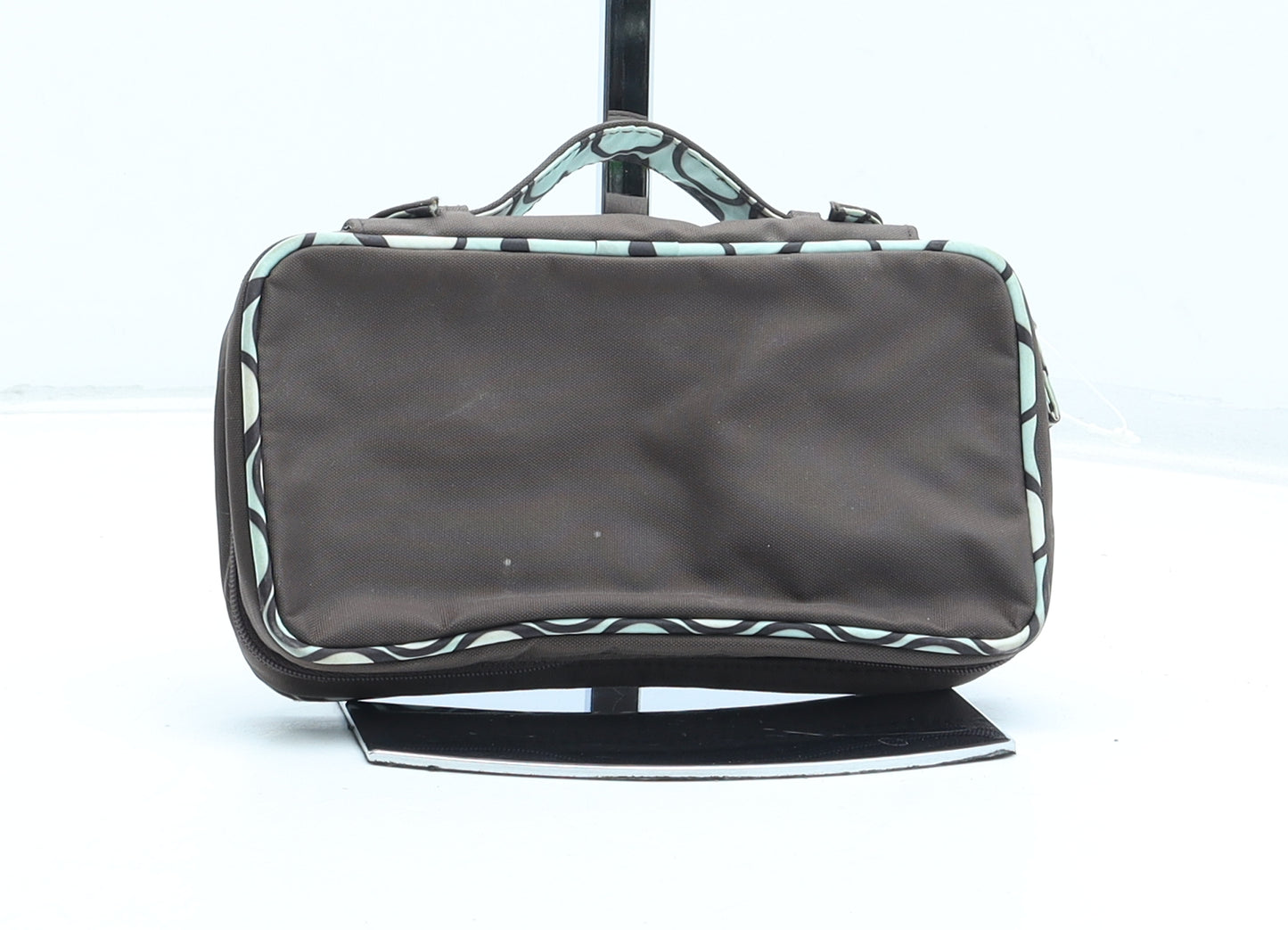 Preworn Womens Brown Geometric Polyester Clutch Size Small