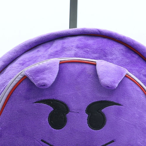Preworn Girls Purple Polyester Backpack Size Medium Zip - Devil Emoji