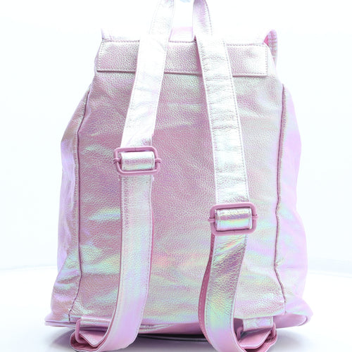 Preworn Girls Pink Geometric Polyurethane Backpack Size Medium Magnetic - Stars Rainbows