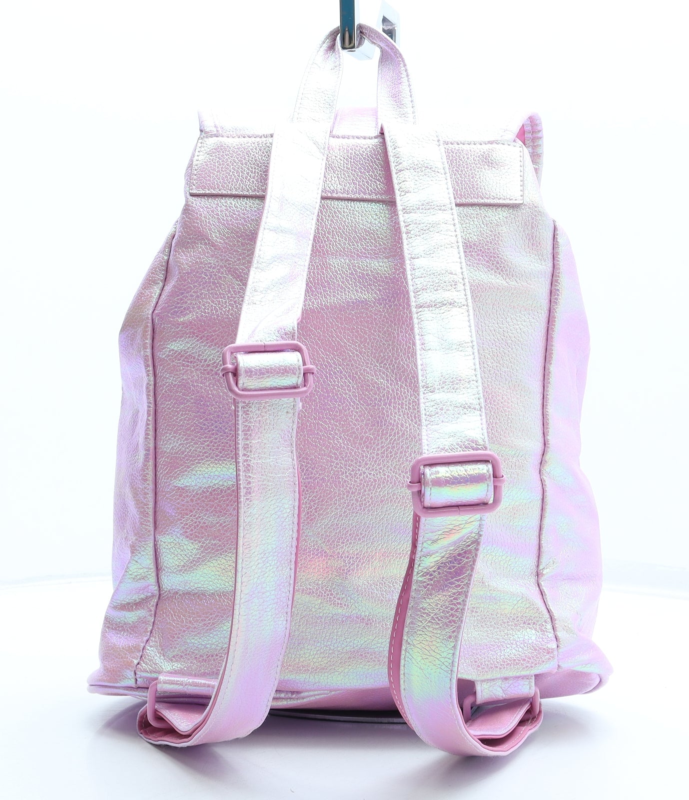 Preworn Girls Pink Geometric Polyurethane Backpack Size Medium Magnetic - Stars Rainbows