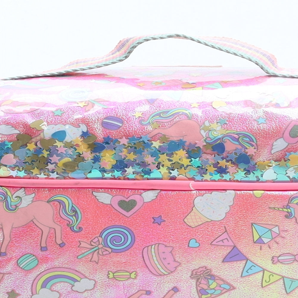 Smiggle Girls Multicoloured Geometric PVC Crossbody Size Small Zip - Unicorn Festival