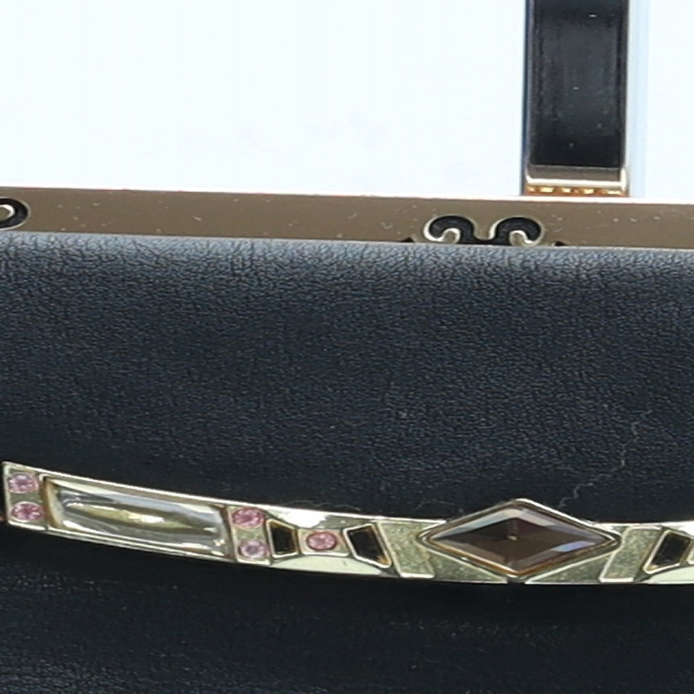 Preworn Womens Black Polyurethane Clutch Size Small