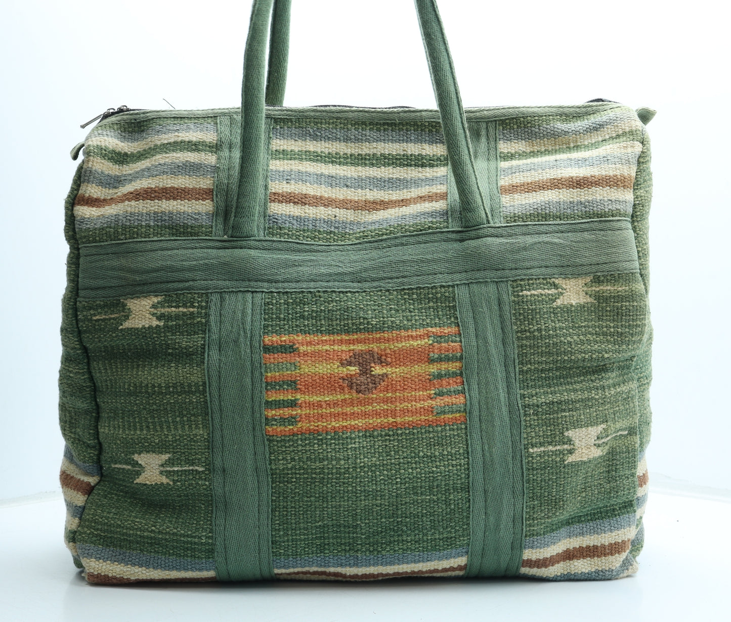 Preworn Womens Green Geometric Polyester Tote Size Extra Large