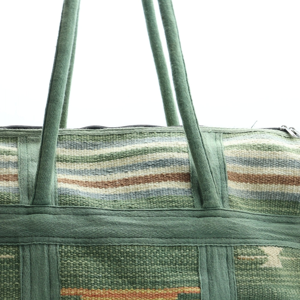 Preworn Womens Green Geometric Polyester Tote Size Extra Large