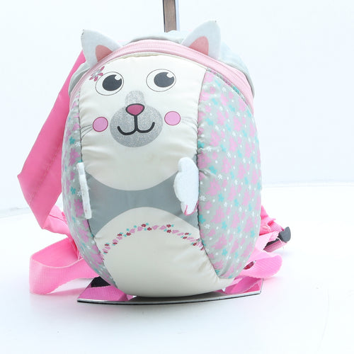 Preworn Girls Multicoloured Geometric Polyester Backpack Size Small Zip - Cat