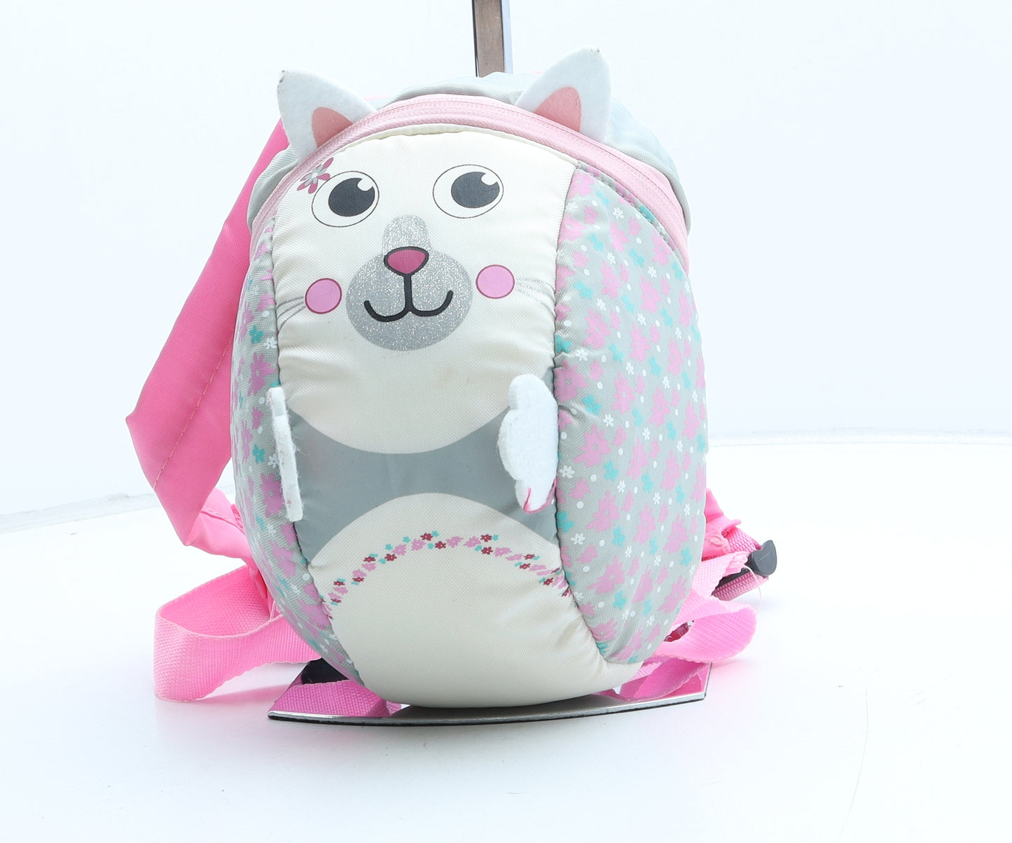 Preworn Girls Multicoloured Geometric Polyester Backpack Size Small Zip - Cat