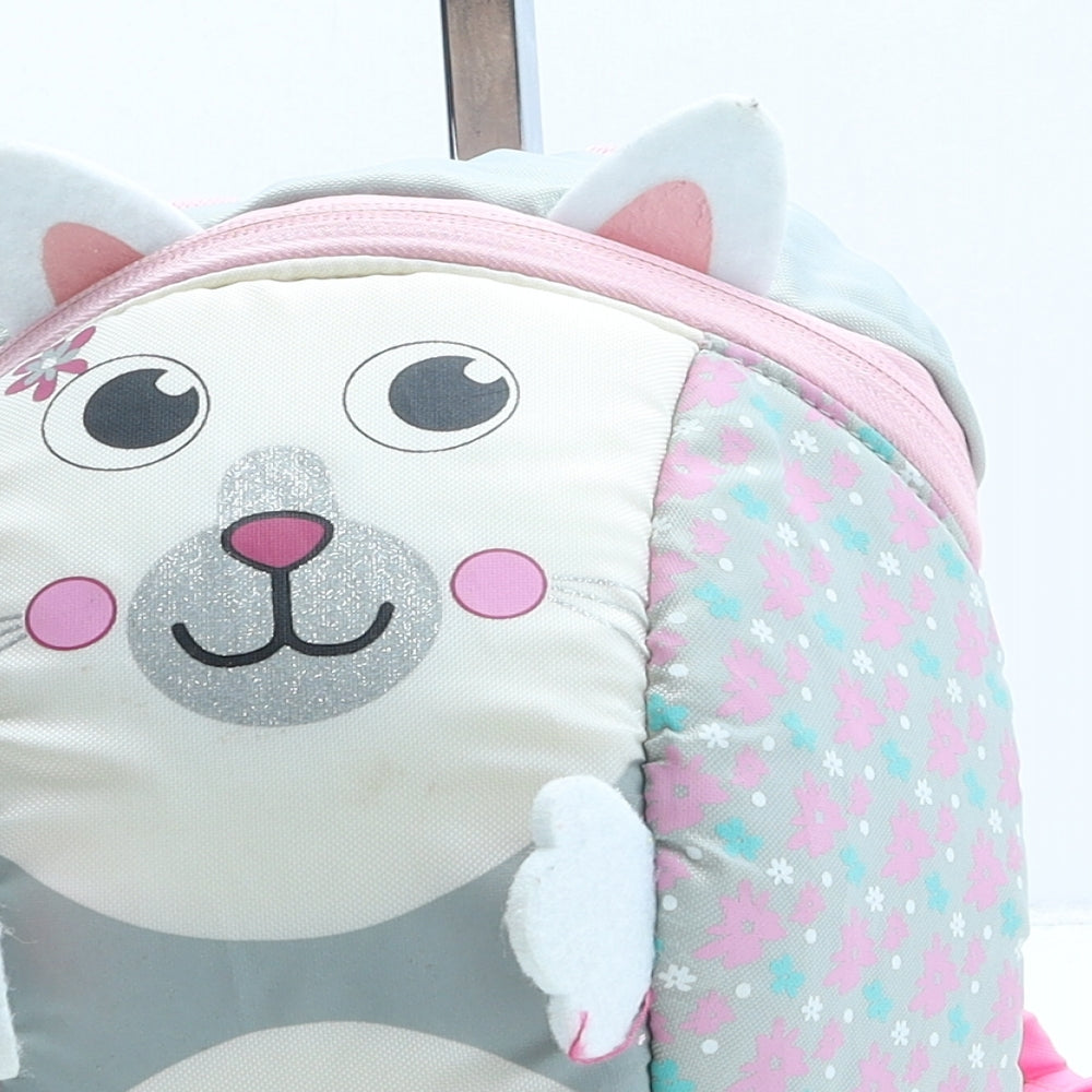 Preworn Girls Multicoloured Geometric Polyester Backpack Size Small Zip - Cat