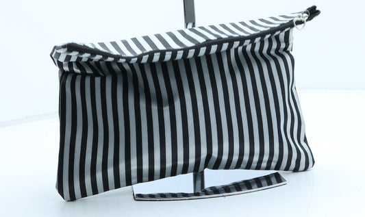 Preworn Womens Black Striped Polyester Clutch Size Small