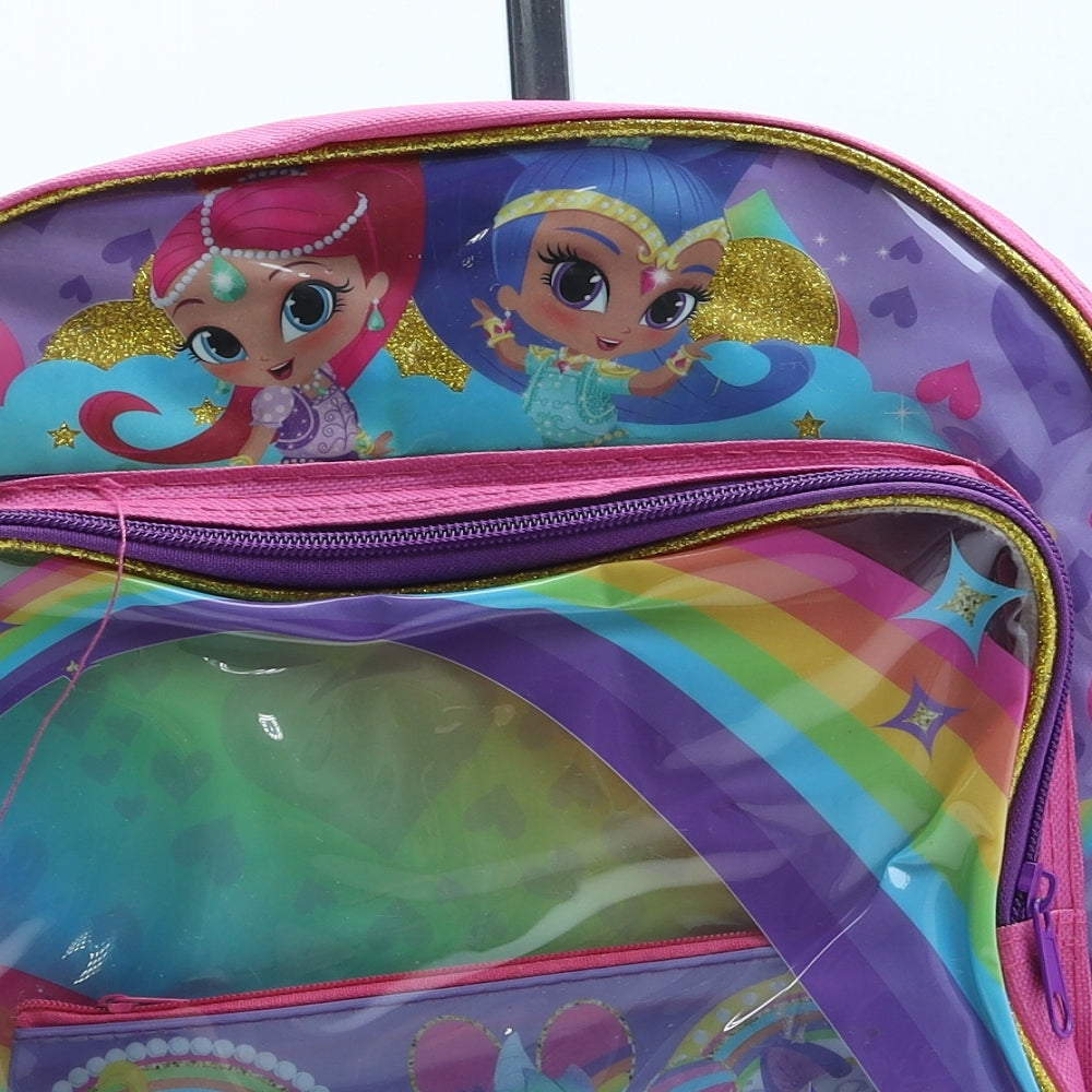 Shimmer & Shine Girls Purple Geometric Polyester Backpack Size Small Zip