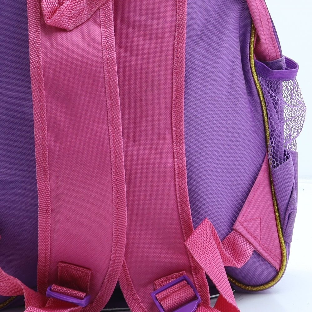 Shimmer & Shine Girls Purple Geometric Polyester Backpack Size Small Zip