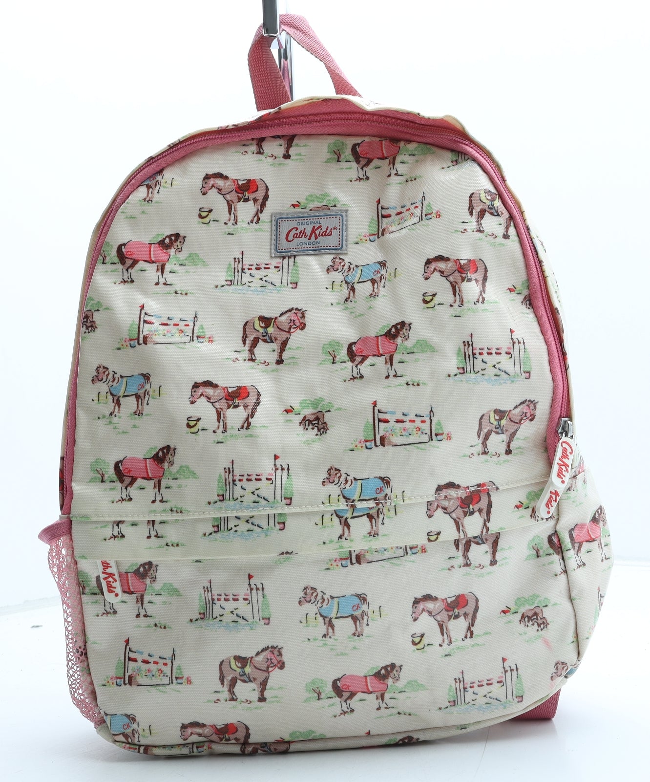 Cath Kidston Girls Beige Geometric Cotton Backpack Size Medium Zip