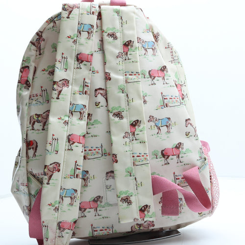 Cath Kidston Girls Beige Geometric Cotton Backpack Size Medium Zip