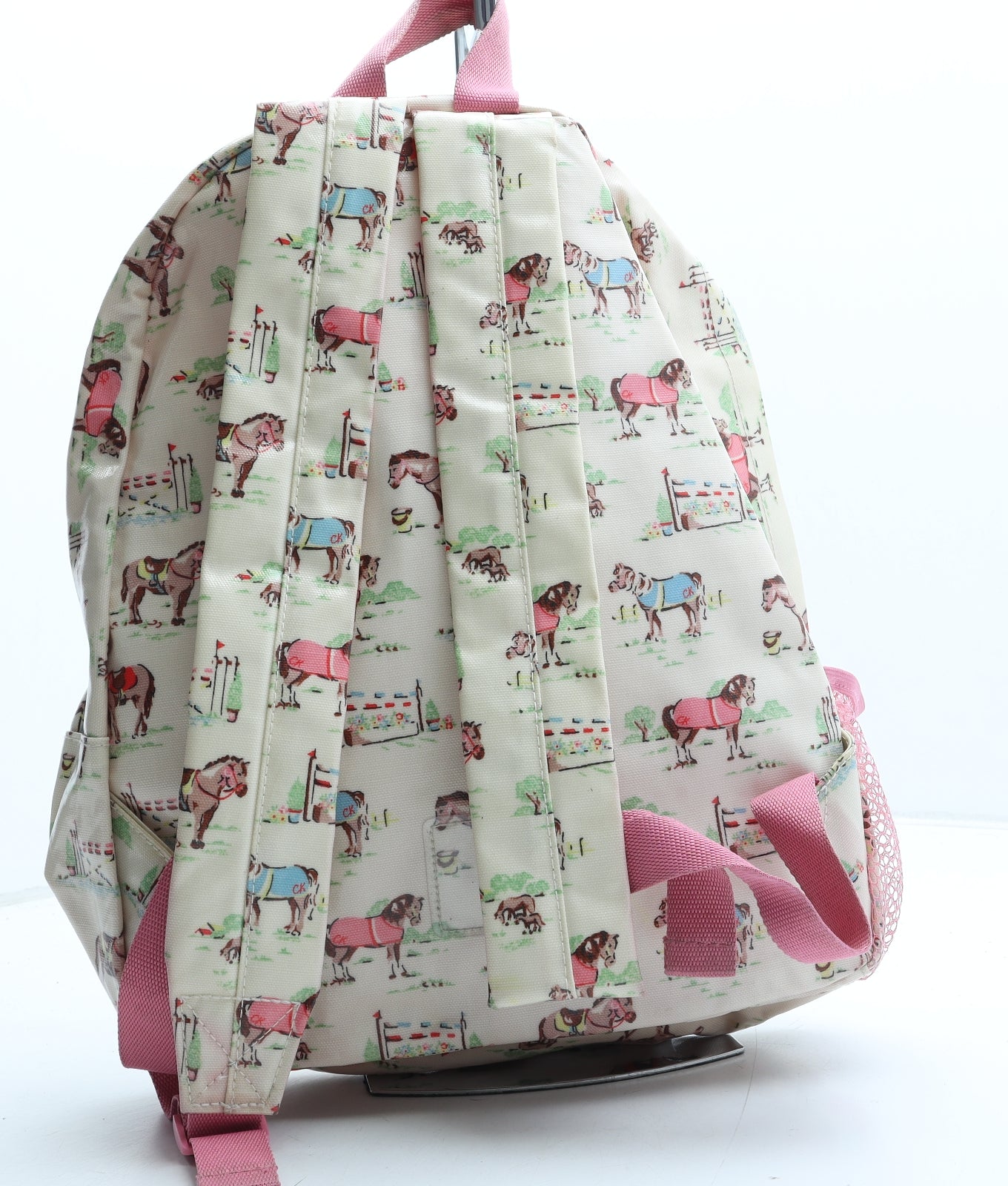 Cath Kidston Girls Beige Geometric Cotton Backpack Size Medium Zip