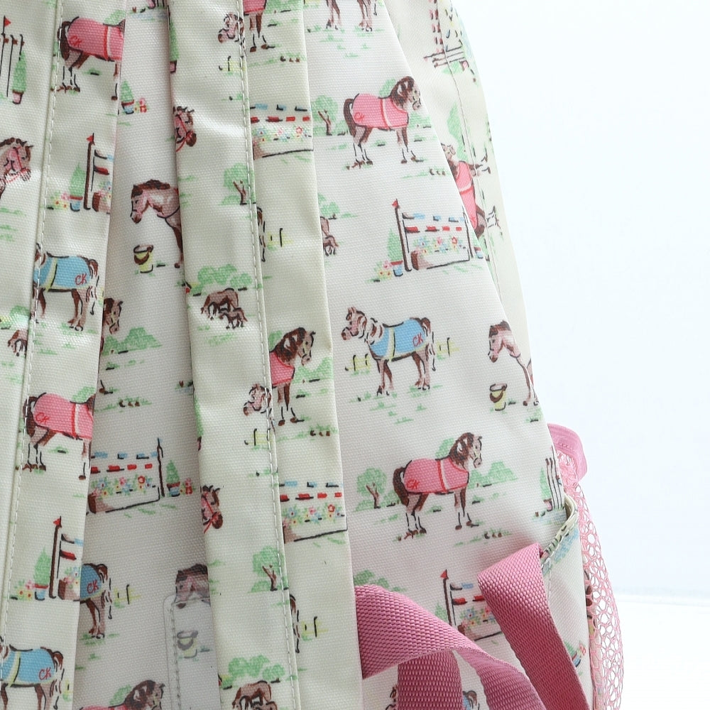 Cath Kidston Girls Beige Geometric Cotton Backpack Size Medium Zip