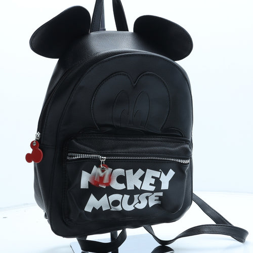 Primark Girls Black Polyurethane Backpack Size Medium Zip - Minnie Mouse