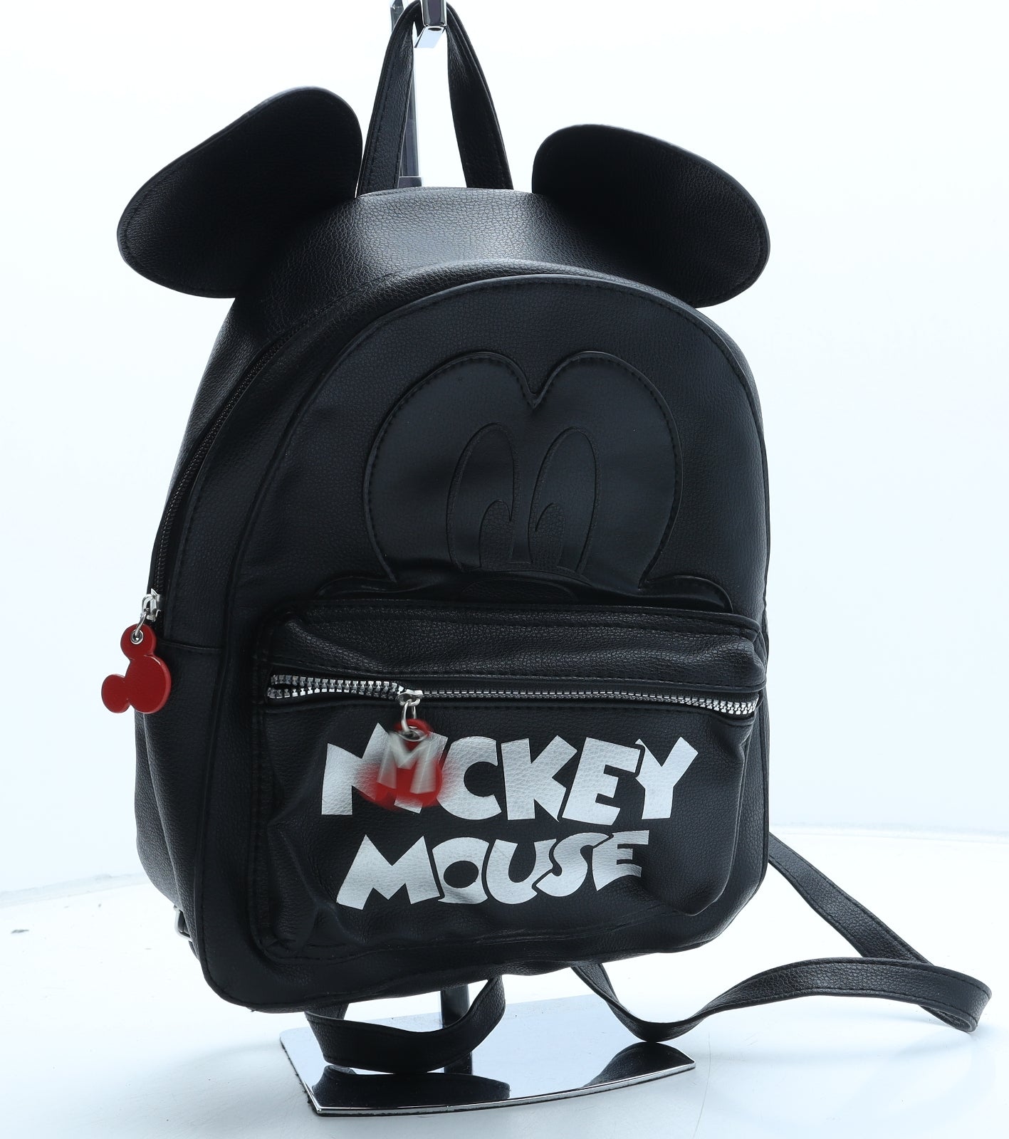 Primark Girls Black Polyurethane Backpack Size Medium Zip - Minnie Mouse