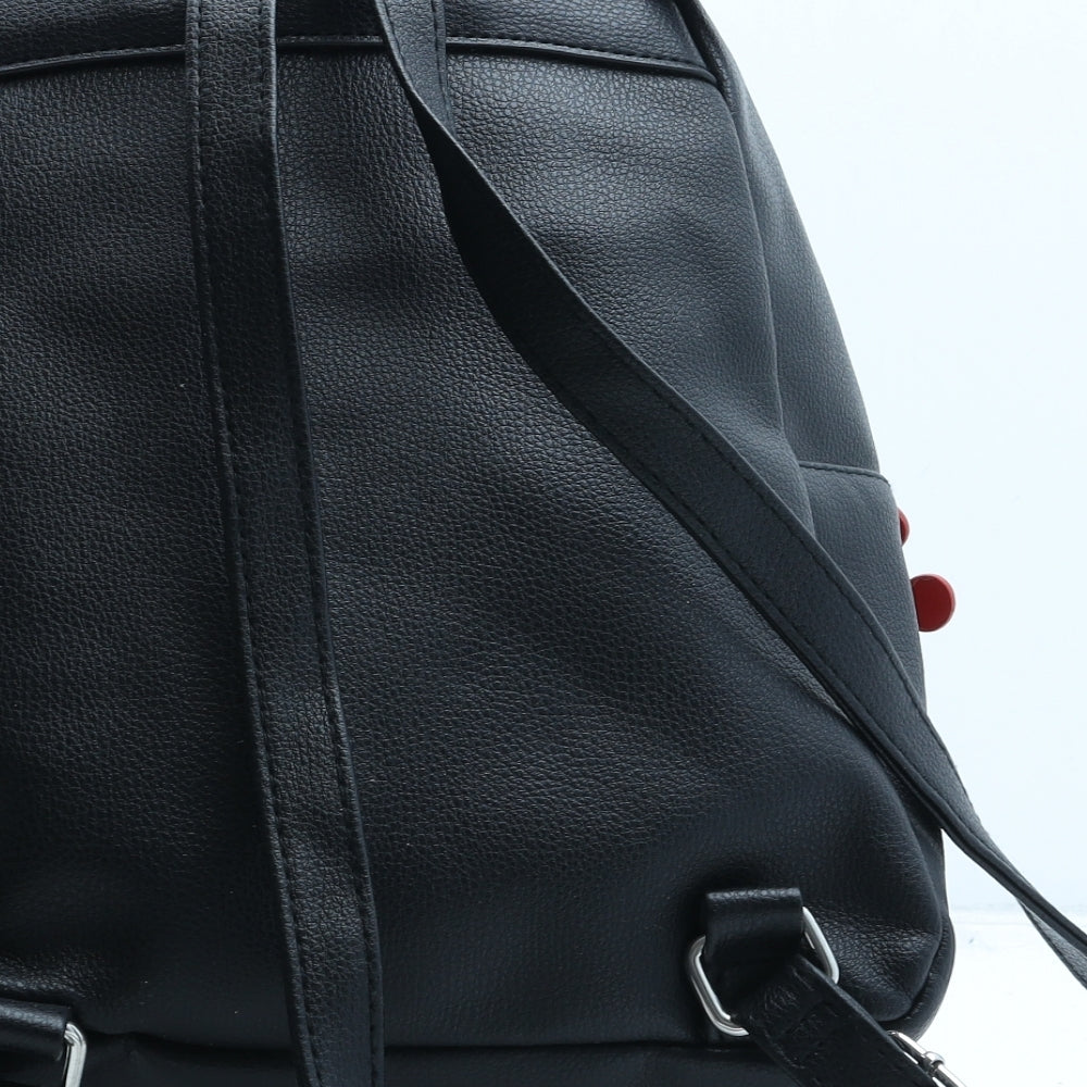 Primark Girls Black Polyurethane Backpack Size Medium Zip - Minnie Mouse