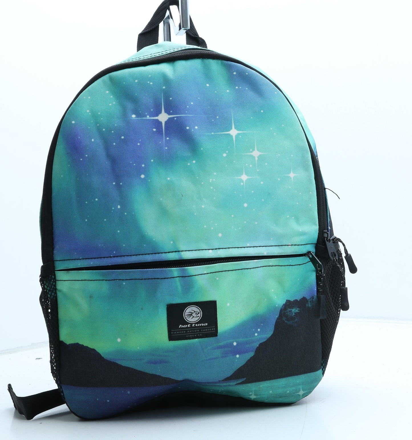 Hot Tuna Boys Green Geometric Polyester Backpack Size Medium Zip