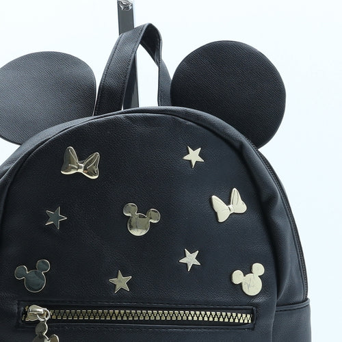 Disney Girls Black Polyurethane Backpack Size Medium Zip