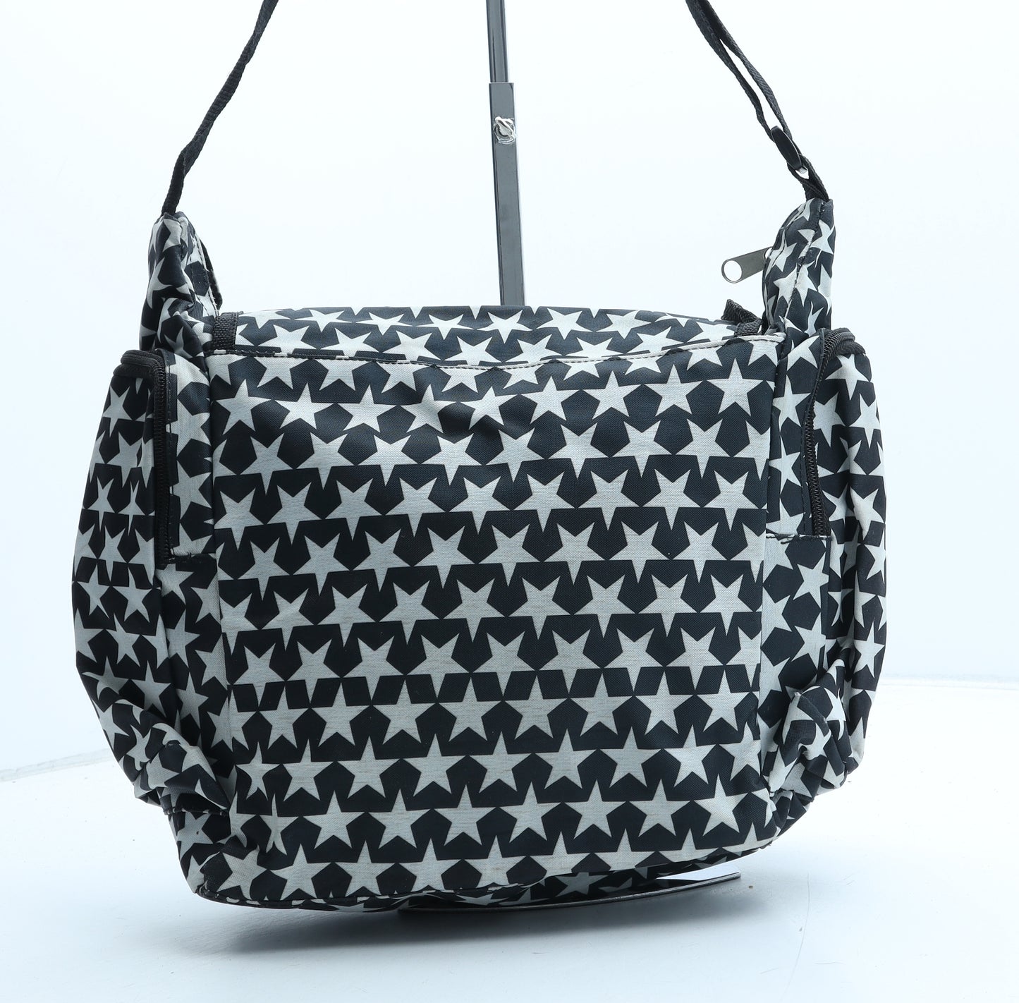 Obsessed Womens Black Geometric Polyester Crossbody Size Medium - Star Print