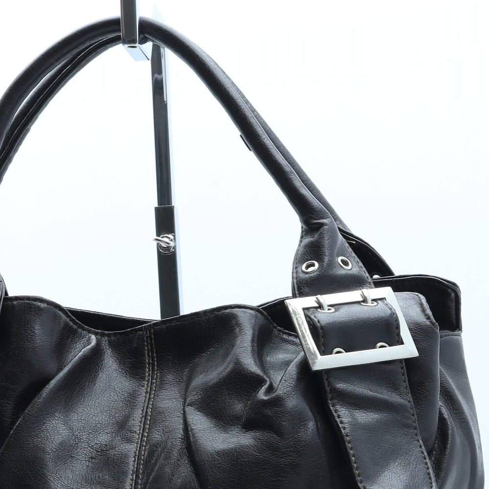 Preworn Womens Black Polyurethane Top Handle Bag Size Medium