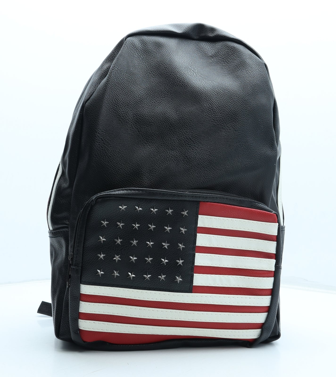 Preworn Womens Black Polyurethane Backpack Size Large - American Flag