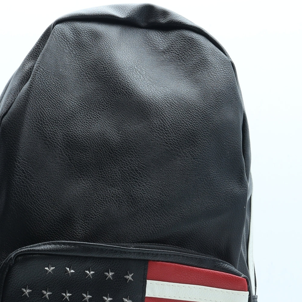 Preworn Womens Black Polyurethane Backpack Size Large - American Flag