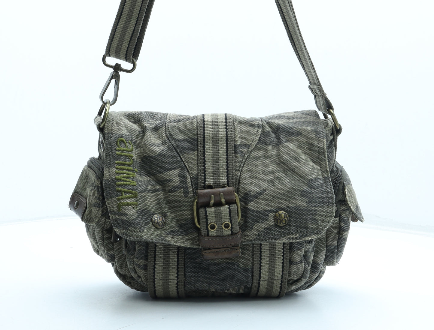 Animal Womens Green Camouflage Polyester Shoulder Bag Size Small